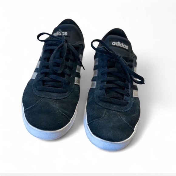 Adidas Women’s Black Suede Sneakers with Silver Stripes, Size 8.5 - Picture 5 of 7